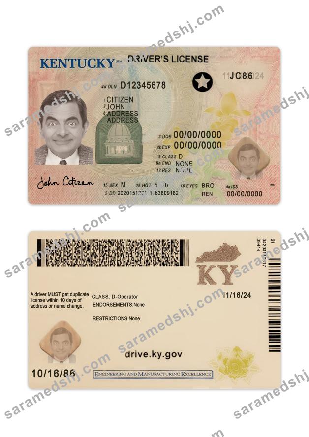 USA Kentucky driving license 2020-present